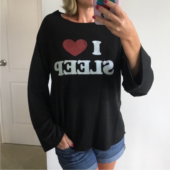 Tops - Black Long Sleeve ‘I Love Sleep’ Pullover